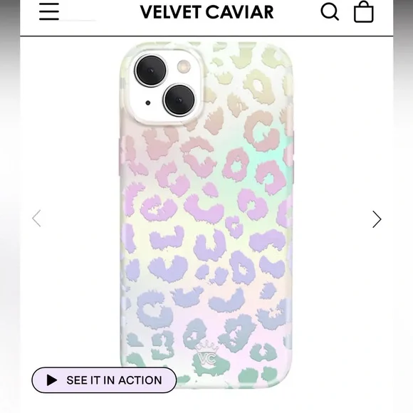 Velvet Caviar White Opal Leopard iPhone 15 Case w/ Grip Ring - Picture 1 of 7